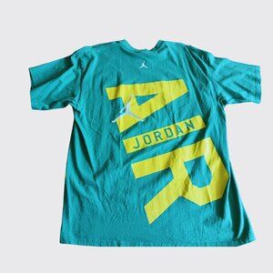 Vintage 90s Michael Jordan T-Shirt: Green/Yellow AIR - Size XL